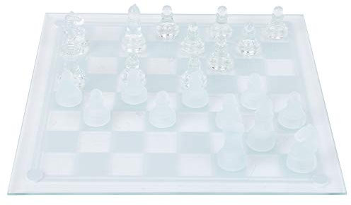 Alomejor Set di Scacchi in Cristallo di Vetro 25x25 Cm con Scacchi e Glassati per il Campeggio di Viaggio e l'uso Domestico