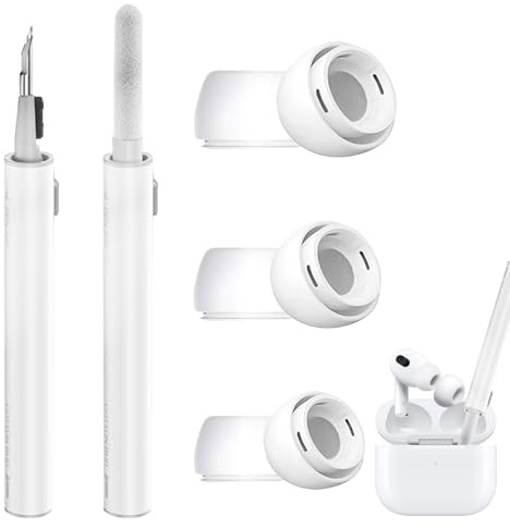3 Pairs Replacement Ear Tips for Airpods Pro/Airpods Pro 2 with Noise Reduction Hole, 3 in 1 Cleaner Kit for AirPods Pro Series, Anti-Slip Soft Silicone Replacement Earbuds (S/M/L)