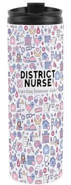 District Nurse Travel Flask - Gifts for Nurses - Reusable Stainless Steel Vacuum-Sealed Double-Walled 500ml Flask