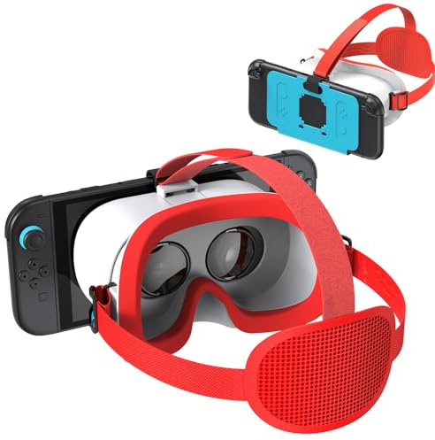 Aktualisiertes VR-Headset für Nintendo Switch 2 (2025 Neu), Virtual Reality-Brille mit verstellbaren HD-Objektiven und bequemem Kopfgurt, 3D-Brille für Switch 2 Zubehör (Blau Weiß)