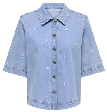 ONLY Damen Onlbella S/S Emb Shirt DNM Mae Onlbella S/S Emb Shirt DNM Mae (1er Pack)