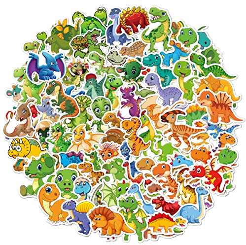 EvanMader 100 Stück Dinosaurier Aufkleber, Wasserdichte Vinyl Sticker | mit verschiedenen Dino Motiven, für Laptop, Skateboard, Fahrrad, Wasserflasche, als Geschenk oder Belohnung