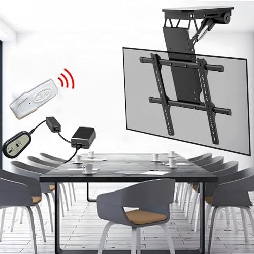 Support Mural motorisé pour téléviseur au Plafond - Support TV motorisé inclinable de 0 à 85°, Support Mural électrique pour téléviseur au Plafond avec télécommande et in