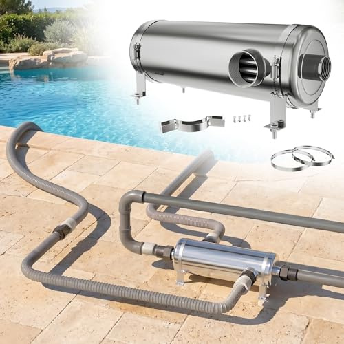 YRHome 40KW Edelstahl Pool Wärmetauscher (136000 Btu/h), stromlose Ausführung, effiziente Poolheizung für Private Kleinpools, SPA, Massageteiche & Thermalbecken