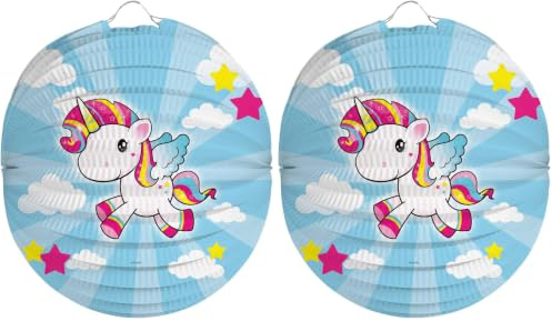 Festartikel Müller Lampion eenhoorn (65054) Mehrfarbig Einheitsgröße (Packung mit 2)