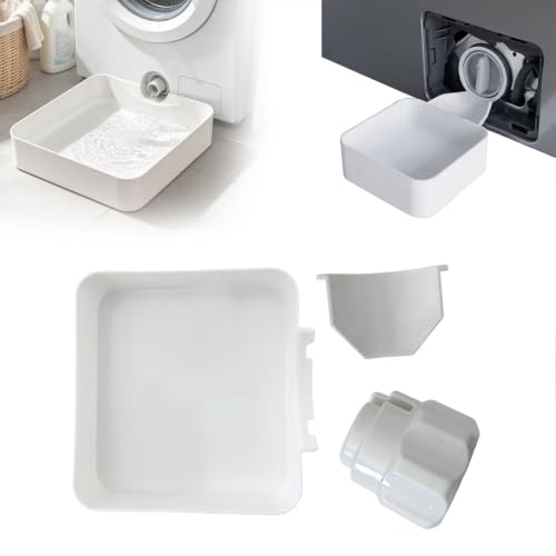 Universal Washing Machine Drain Tray, Waterproof Non-Slip Drip Pan with Raised Edge, Leak-Proof Catch Basin for Washer, Dryer, and Laundry Room, Reusable Filter Funnel for Home, Apartment & Bathroom