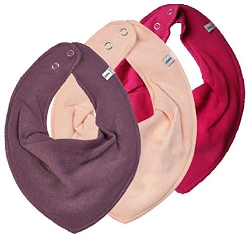 pippi Halstuch 3er Set Baby Halstücher Dreieckstücher (Pflaume-lachs-Dunkelpink)