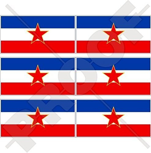 JUGOSLAWIEN SFR Flagge, Fahne Sozialistische Bundesrepublik SFRJ Jugoslawien 40mm Mobile, Handy Vinyl Mini Aufkleber, Abziehbilder x6 Stickers
