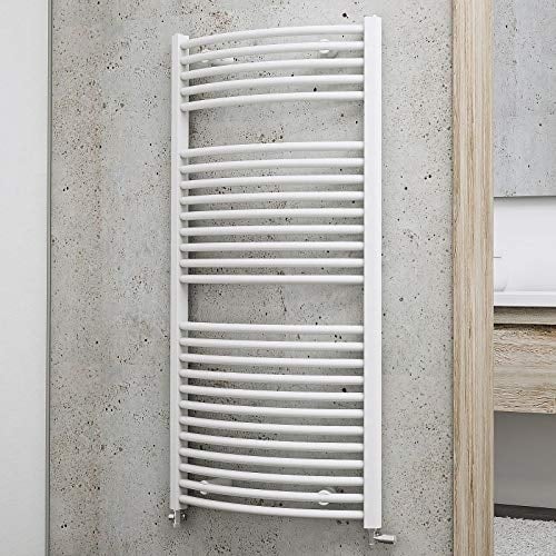 Schulte Bad-Heizkörper München Rund, 121 x 60 cm, 758 Watt Leistung, Anschluss unten, alpin-weiß, Heizkörper für Zweirohr-Systeme