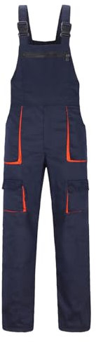 Yukirtiq Salopette da Lavoro da Uomo Pantaloni Lunghi Salopette Tuta da Lavoro con Bretelle, Navy Blu, XL