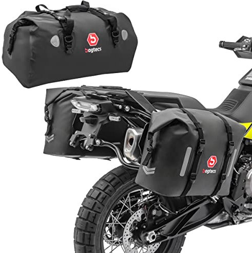 Motorrad Satteltaschen mit Hecktasche Bagtecs WP8 + XF80 Drybag 140 Liter