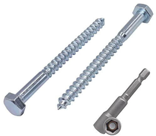 (15 Stück) DIN 571 Verzinkter Stahl Sechskant Holzschrauben M5 x 80 mm Schienenschrauben Sechskantschraube Schlüsselschraube Sechskantkopf (15, M5 x 80 mm)