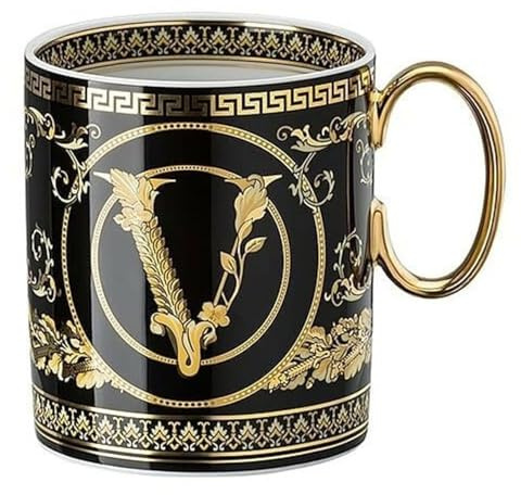 Versace by Rosenthal - Becher, Henkelbecher - Virtus Gala Black - Porzellan - schwarz, Gold - 300 ml