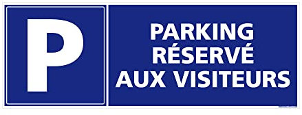 Panneau Parking Réservé Visiteurs. Signalisation Stationnement Visiteurs. Sticker Parking Visiteurs, Panneau PVC, Alu - 210 x 75 mm - Adhésif - Adhésif -