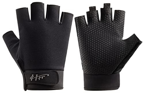 SUJAYU Fingerless Gloves - Fishing, Paddling & Sailing Gloves for Men & Women (Black, L)