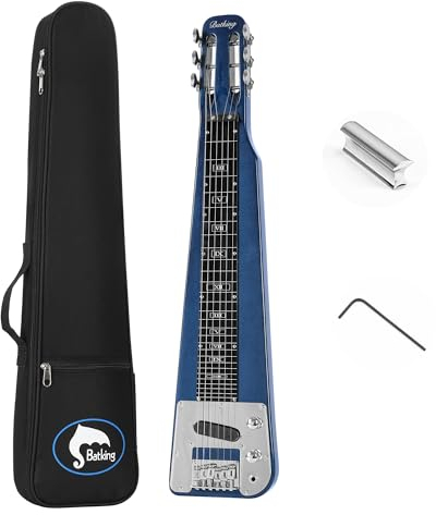 Batking Lap Steel Gitarre, elektrische Slide Gitarren 6 Saiten geschlitzte Kopfplatte Gitarre (dunkelblau)