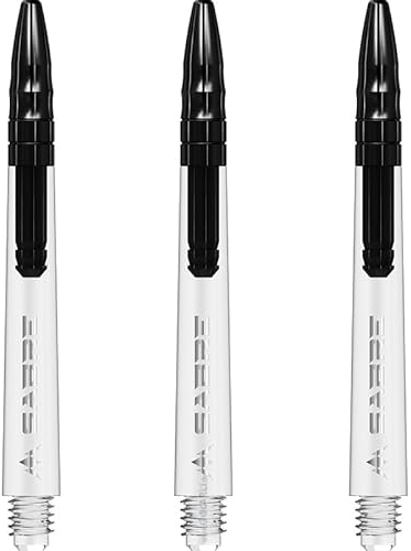 Mission Darts Säbelschäfte | Langlebige, klare Polycarbonat-Schäfte mit farbiger Aluminium-Oberseite | 3 Sets mit 3 Schäften | Schwarz | Medium (S1524)