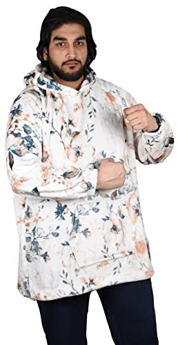 True Face Blanket Hoodie Unisex Oversized Ultra Plush Soft Giant Ladies Sherpa Hooded Long Sweatshirt Big Flower - Thin One Size