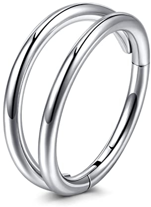 VFUN 16G 8MM 316L Edelstahl Septum Piercing Hinged Clicker Ring Conch Piercing Ring Segmentring Daith Helix Piercing Nasenpiercing Schmuck Tragus Piercing Ohrring Silber