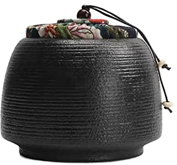 CAGFINY Ceramic Tea Canister Japanese Style Tea Coffee Sugar Storage Pots Jars Ceramic Traditional Tea Caddy for Kitchen Black Stripe