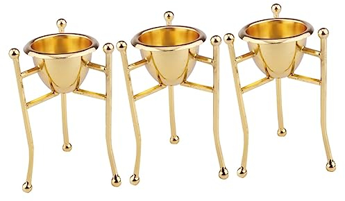 BESTonZON 3 Piezas Rejilla para Porta Topper De Huevo Vasos para Servir Holder Hueveras Platos Estar De Pie Hueveras Individuales Portahuevos Cobre Mezclador Cosmético