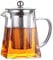 TREGOO teekannen Teekanne aus Glas mit Teesieb, beheizbarer, beständiger Behälter, Blumentee, Kräutertopf, Becher, klarer Wasserkocher, quadratischer Filter, Glas, Teekanne, Teegeschirr