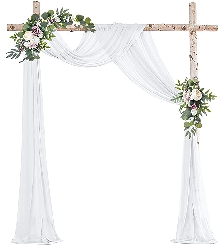 Ghope Hochzeitsbogen Vorhang Weiß Querbehang Transparente Tüll Hochzeits Hintergrund Vorhang Kulissenvorhänge Hochzeitsbogen Gardinen Dekoration für Fotografie Party Hochzeit Torbogen