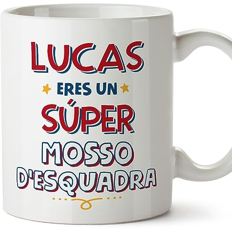 MUGFFINS Tazas Personalizadas para MOSSO D'ESQUADRA hombre - En Español - Eres Súper - 11 oz / 330 ml - Regalo Personalizable original y divertido