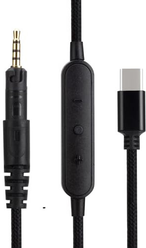 Alphatec HD518 HD558 HD598 HD599 HD579 Replacement USB C Audio Cable, Compatible with Sennheiser Headphones, Type-c to 2.5mm Male Stereo Jack Cord, 5 Ft (1.5 meters), Inline Mic/Remote Control, Black