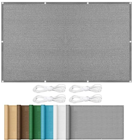 Sonnensegel Sonnenschutz 2 x 3.2 m Rechteckig Sonnenschirm Segel mit Ösen Hdpe Atmungsaktiv Wasserdurchlässig UV Schutz Ohne Bohren für Balkon Garten, Grau