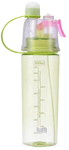 Decorhome Misting Water Bottle, 600ml Misting Water Bottle with Spray Mist, Leak-Proof Top Spout Sports Water Bottle, Reusable Water Bottle, Maximum Slim Water Bottle with Time Marker for Outdoor