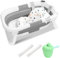Yakimz Baignoire Pliable pour Bébé de 0 à 12 Mois - Avec Thermomètre, Tapis de Bain, Gobelet à Shampoing, Support Renforcé - Grise