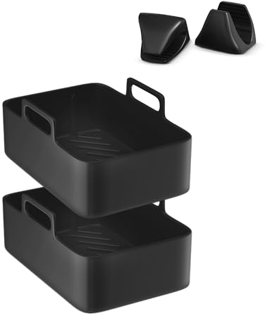 UNBOX Plat Silicone pour Air Fryer - 2 Plats pour Air Fryer Ninja Foodi AF400EU, AF451EU, AF300EU, COSORI 8,5 L, Cookwise 9 L, Princess 8 L, Innsky 8 L - Avec Maniques en Silicone