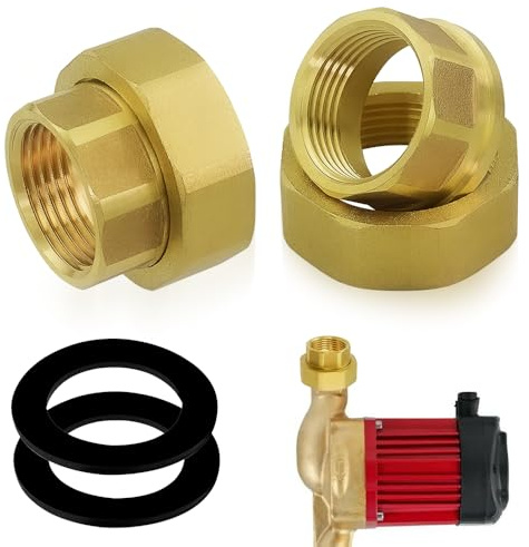 yotutun 2 Pezzi Raccordi per Pompa da 1 1/2 x 1, Prolunga per Rubinetto da 1/2 DN25 Rimovibile Accessori per Pompe Vite in Ottone Rimovibile con 2 Anelli di Tenuta per Pompa di Circolazione