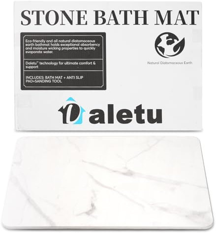 Tapete de Baño de Piedra de Diatomeas, 60x40cm Secado Rápido, Grande, Antideslizante, Súper Absorbente, Tapete de Piedra de Diatomita para Suelo