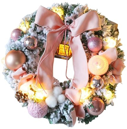 MagiDeal Ghirlanda di Natale 11,81 Pollici Ghirlanda Artificiale Decorazione Natalizia Decorazione Natalizia Ghirlanda per Porta d'ingresso per Interno, Rosa