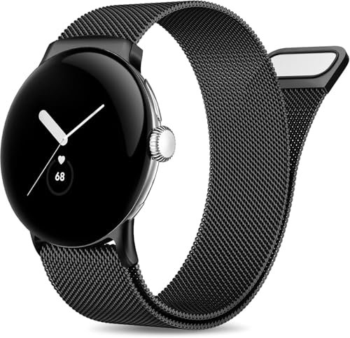YASPARK Armband für Google Pixel Watch 3 45mm, Edelstahl Magnetisches Mesh Metall Ersatzbänder für Google Pixel Watch 3 45mm, Armband für Herren Damen