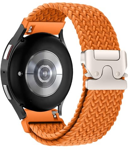 MoSuul Bracelet Compatible avec Samsung Galaxy Watch FE/Watch 7/Watch 6/Watch 6 pour Femmes Hommes, Bracelet Sport en Nylon Tressé Boucle Acier Inoxydable pour Galaxy Watch 5/Watch 5 Pro,Orange