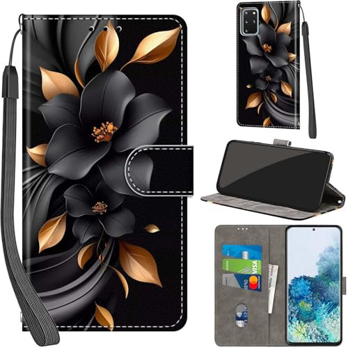 Handyhülle für Samsung Galaxy S20 Plus Hüllen Premium Leder Case Klappbar Wallet Magnet Kartenfach Standfunktion Schutzhülle kompatibel mit Samsung S20 Plus Cover,Blumen