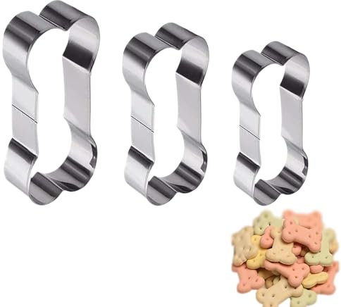 ENBRWAS : 3-Piece Dog Bone Cookie Cutter Set, Stainless Steel Baking Tools for Dog Treats & Homemade Biscuits, Small/Medium/Large Sizes, Non-Toxic, Rustproof, Easy Clean (Dog Lovers Gift)​