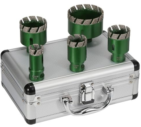Vearter 5PCS 25-68mm Dry Diamond Drill Bit Set, M14 Thread Connection Vacuum Brazed Masonry Hole Saw Set, Hollow Tile Hole Cutter for Tile, Marble, Granite, Porcelain, Concrete and Quartz Stone
