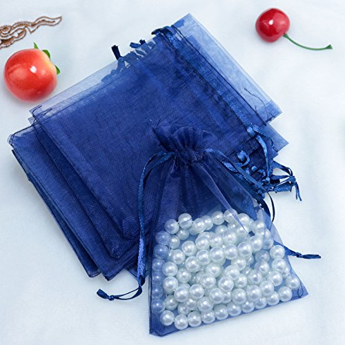 YKAFADE 100 Stück Organzabeutel Organzasäckchen Schmucksäckchen mit Kordelzug 17x23cm Hochzeits Geschenkbeutel Geschenksäckchen Schmuckbeutel für Weihnachten Festival Party -Navy Blau