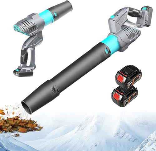 Cordless Leaf Blower with 2 * 4.0Ah Lithium Battery, 400W Electric Hair Dryer, 5 Speeds Adjustable & 2 Operating Modes, Running Time 60min, 90MPH Wind Force Snow Blower for Lawn Care, Patio, Yard