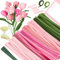 WINAROI Pfeifenreiniger Blumen Set,400 Stück Pfeifenputzer zum Basteln 4 Farben,Rosa zum Chenilledraht mit 20 Stück Grünem Bastelfaden, Geschenkband, Klebeband