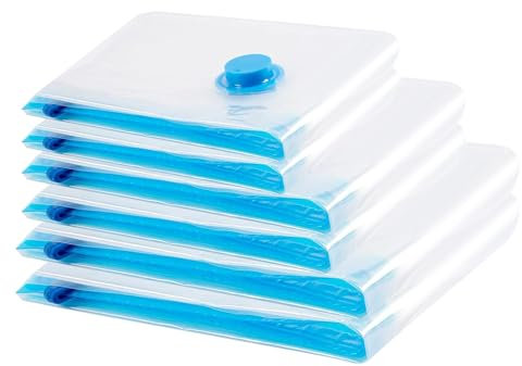 Sac Sous Vide Vetement Aspirateur 6PCS,Compression Housse Aspirable Rangement Réutilisable pour Literie, Vêtements, Couettes, Matelas,et Voyages(2XL 100 * 80CM,2L 80 * 100CM,2S 60 * 40CM)