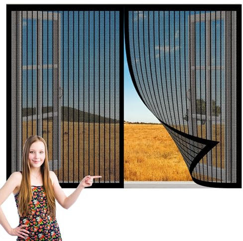 Zanzariera Magnetica Finestra Regolabile 123 x 230 cm Zanzariera a Maglie Antizanzare Chiusura Automatica Non Ho Più Fastidiosi Insetti in Casa, Nero