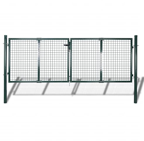Snsowed Puerta de Valla, Puertas Metalicas Exterior, Puerta Jardin, Valla De Jardin, Puerta De Jardín, de Acero Verde 306x175 cm