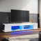 ELEGANT TV Stand Cabinet Unit with 16 RGB LED Lights, High Gloss Modern White TV Stand with Open Glass Storage Shelves and 2 Rear Storage Compartments for Living Room, Bedroom 1600x390x300mm