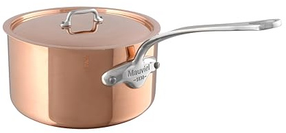 Mauviel M'3 S Copper Sauce Pan With Lid, Cast Stainless Steel Handle, 3.4-Qt, Made In France
