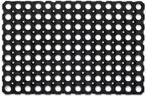 Flatro Rubber Outdoor Door Mat | Non-Slip Hollow Rubber Matting 60 X 40cm | Entrance Doormat with Anti-Slip Backing for Trapping Dirt, Mud, & Moisture (Hollow, Pack of 1)
